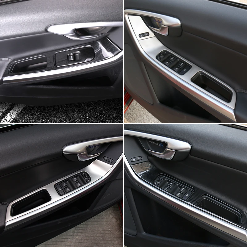 stainless steel Door Armrest Panel Decoration Cover Window Glass Lifting Buttons Sticker Trim For Volvo V60 S60 XC60 2010-2017