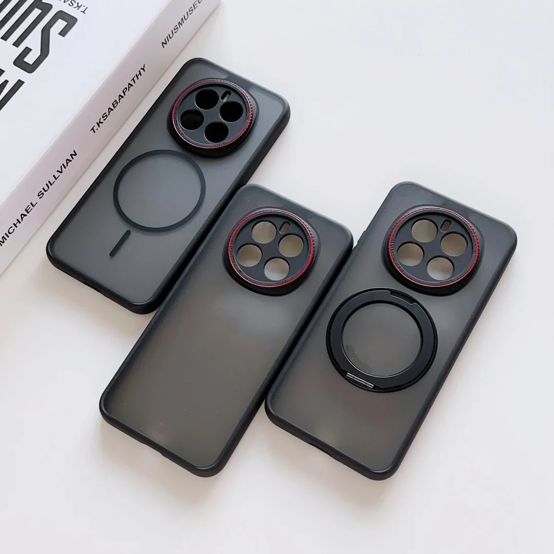 

For Honor Magic 7 Pro Case Magsafe Magnetic Charging Black Camera Cirlce Texture Mobile Phone Cover