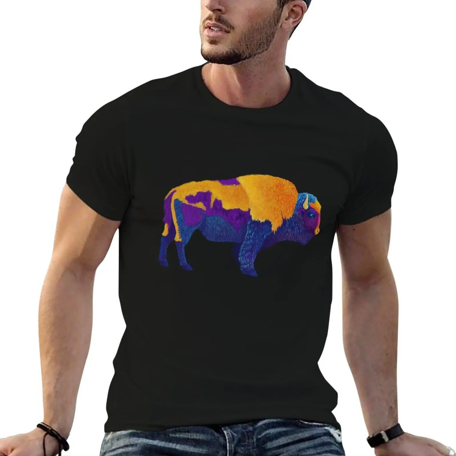 Buffalo American Bison T-Shirt Basic Daily Outfit Short Sleeve Tee