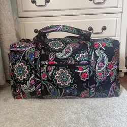 VB algodão impresso Travel Bag, grande capacidade mão bagagem saco, dobrável e leve