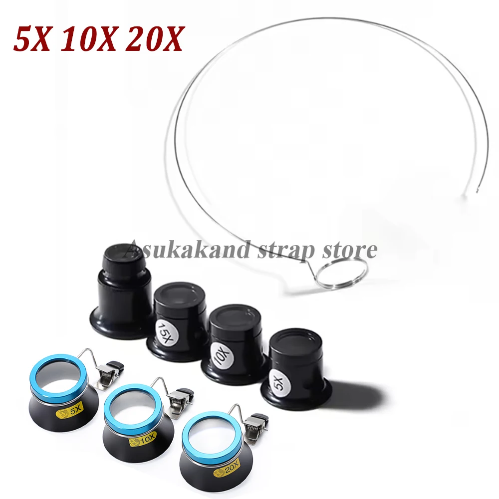 4Pcs Eyeglass Magnifier Clip-On Eye Loupe Magnifying Lens Portable Eyepiece Process Operation Watchmaker Repair Tool 5X 10X 20X