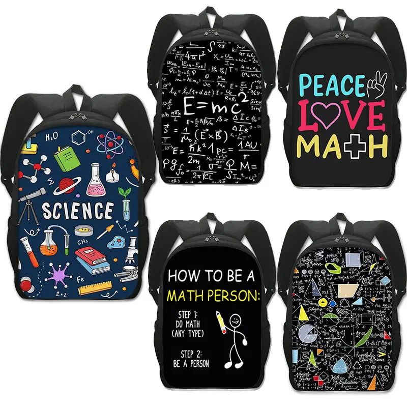 Science Mathematical Print Backpack Physics for Teenager Boys Girls Bookbags Daypack Chemistry School Bag Kids Rucksacks Gift