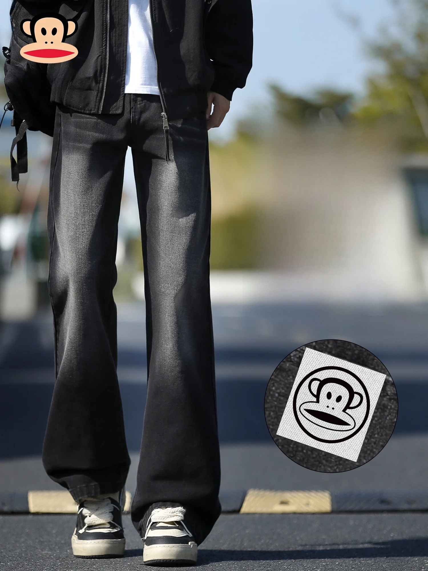 

PaulFrank Men's Bell Bot Jeans mid Waist Zipper Closure Casual Wear Cotton Polyester Blend Waed Effect American Sle