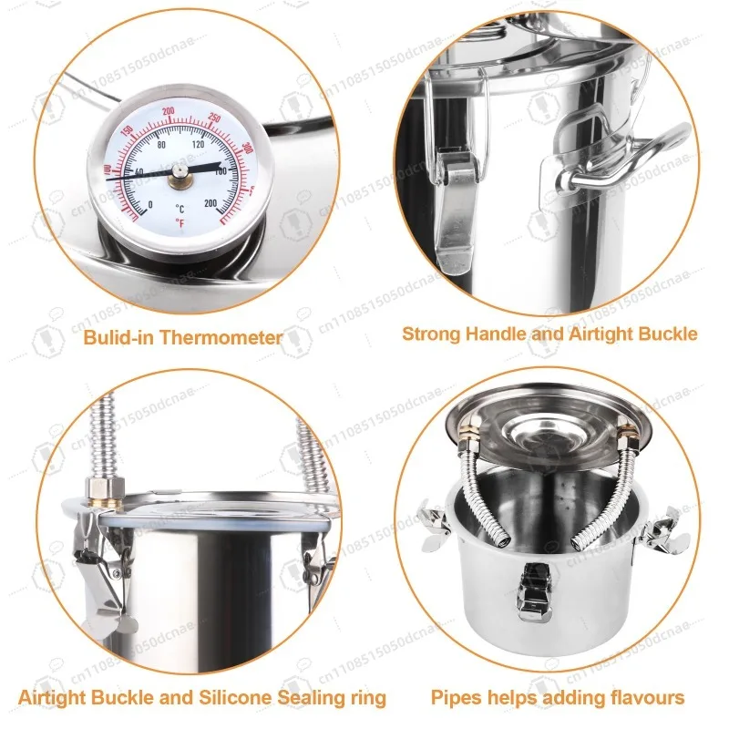 304 Stainless Steel Alcohol Distiller DIY Whisky Fermenter Barrel Moonshine Still Home Brewing Kit for Wine Brandy Essential Oil