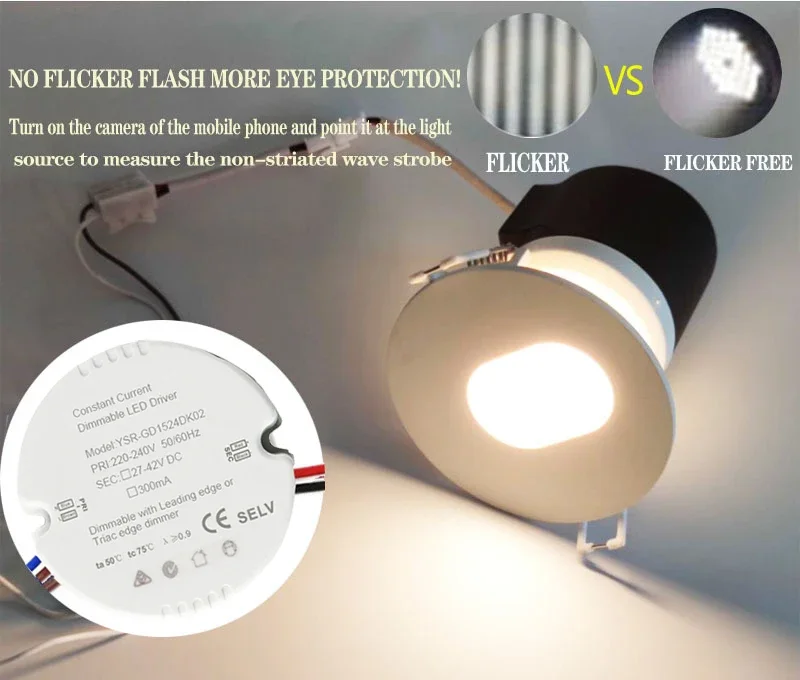 Constante atual Dimmable LED Driver dispositivo, Circular Triac escurecimento Driver, entrada 220V, 27-42V, 7-15W, 150mA, 300mA