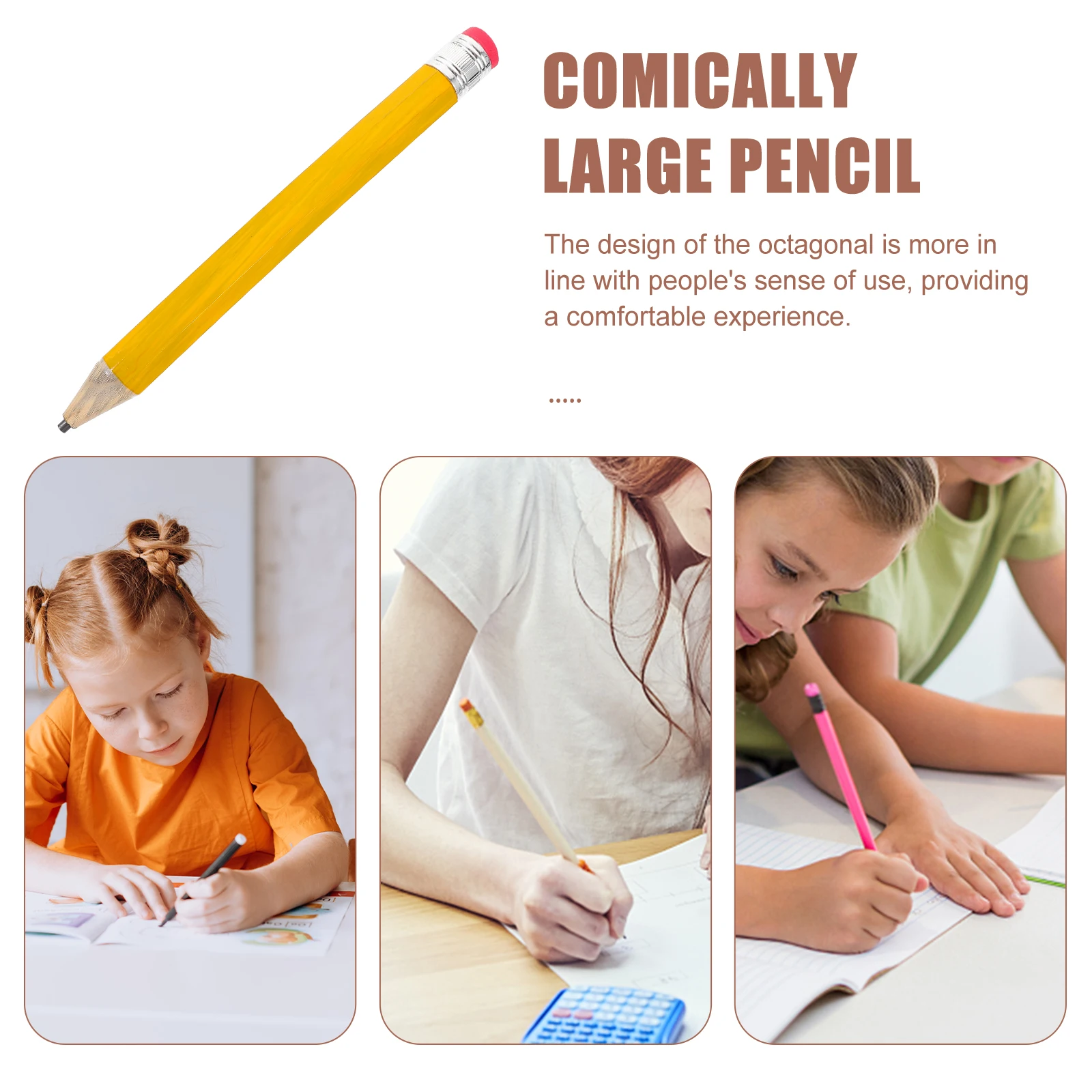 

Large Wooden Pencil Yellow Huge Drawing Pen Comically Giant Stationery Kids Students Funny Writing Portable Sketching School