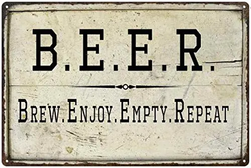 BEER Brew Enjoy Empty Repeat Sign Bar Pub Tavern Funny Signs Vintage Rustic Decor Wall Art Tin Plaque Dads Moms Alcohol Gif sign