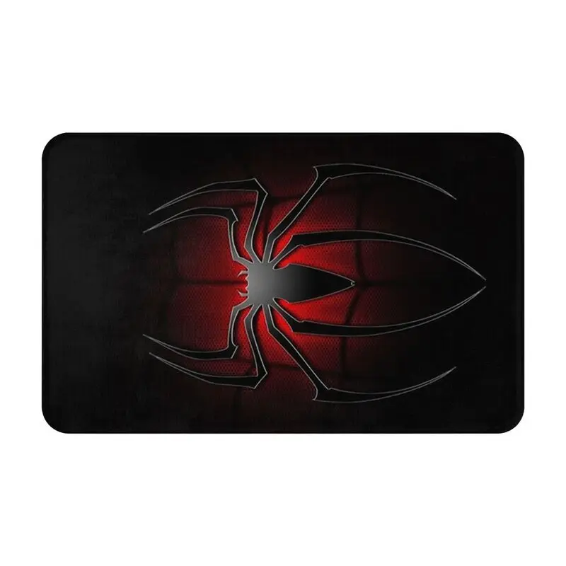 Custom Red Spider Man Web Doormat Anti-Slip Entrance Bathroom Kitchen Door Floor Mats Halloween Toilet Rug Carpet Footpad