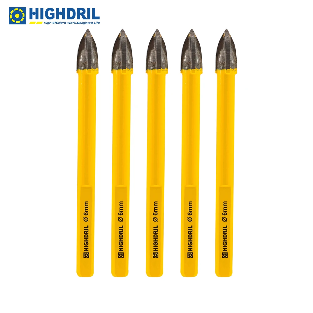 

HIGHDRIL Diamond 6/8mm Positioning Drill bit Carbide Hole Saw 5pcs Triangle For Wood Plastic Masonry Porcelain Tile Concrete