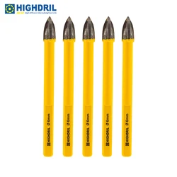 HIGHDRIL Diamond 6mm Positioning Drill bit Carbide Hole Saw 5pcs Triangle For Wood Plastic Glass Masonry Porcelain Tile Concrete