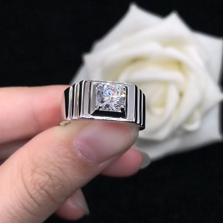 

PT950Platinum Trapezoidal Four-Finger Ring for Men - Versatile Wedding Couple Engagement Ring Accessories