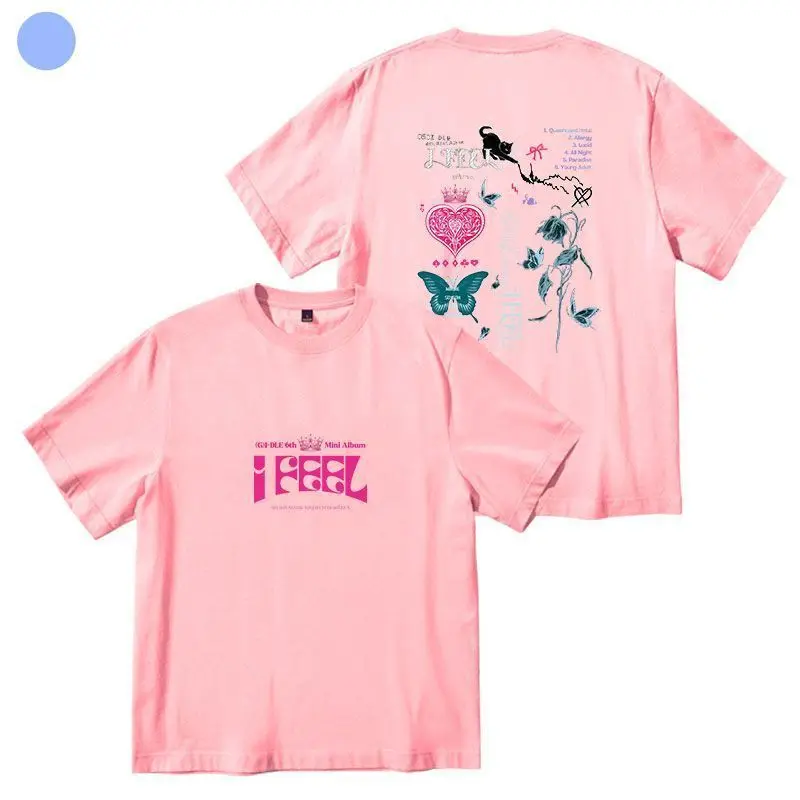 تي شيرت قطني قصير الأكمام للرجال والنساء ، KPOP ، GIDLE ، أشعر بالألبوم ، G ، I-DLE ، MIYEON ، Minnie ، Soyeon ، YUQI ، Y2K ملابس الشارع ، الهيب هوب #6