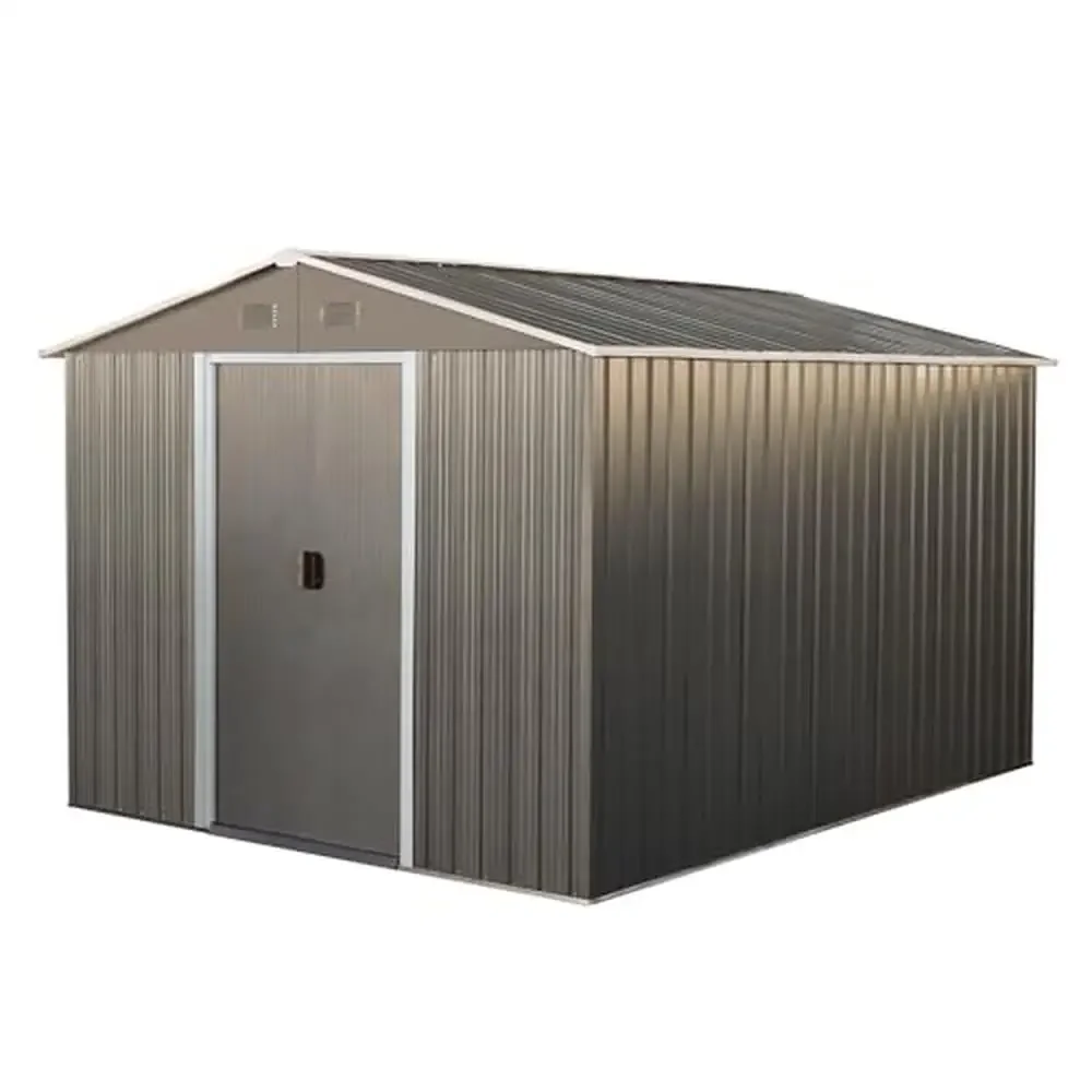 10x8 FT Large Metal Garden Tool Shed Outdoor Storage Lockable Sliding Doors Waterproof Rustproof Durable Shed Perfect Lawnmowers