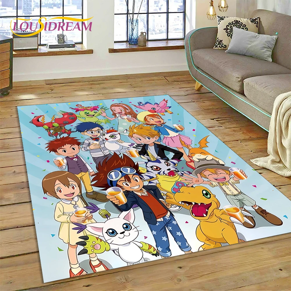 Retro Digimon Adventure Monster Cartoon Rug Carpet for Living Room Bedroom Decor,Floor Mat Non-slip Decoration for Sofa Doormat