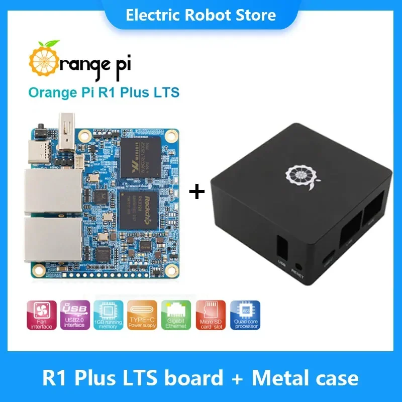 Orange Pi R1 Plus LTS 1GB RAM Single Bboard/ Board With Metal Case