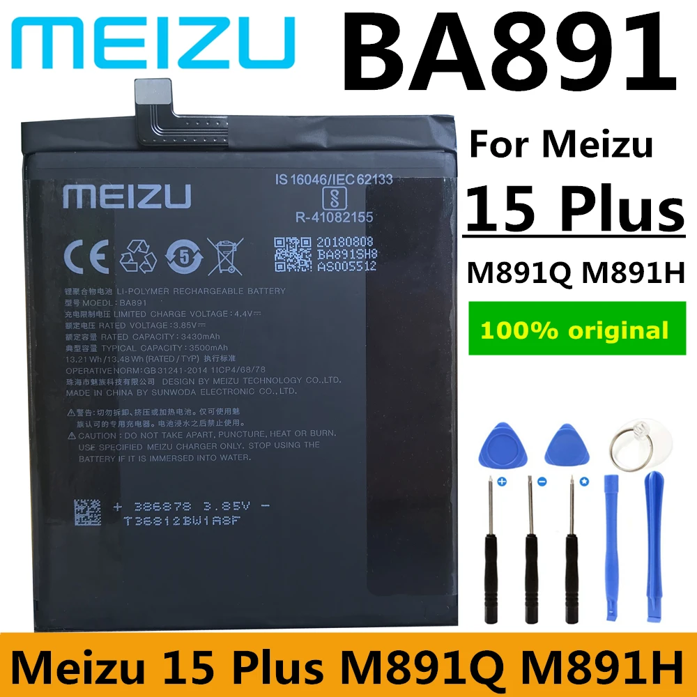 

100% Original Meizu BA891 Mobile Phone Battery 3060mAh For Meizu 15 Plus 15+ MeiLan 15Plus M891Q M891H Smartphone Batteries