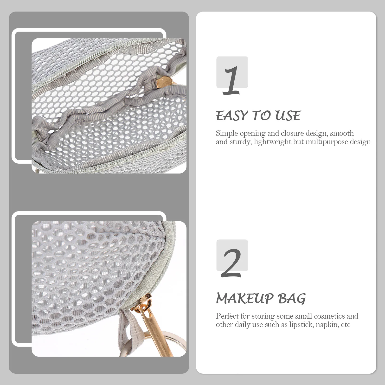 Portable Mesh Makeup Sponge Bag Premium Zipper Mini Pouch for Travel Small Makeup Tools Storage Lipstick Holder