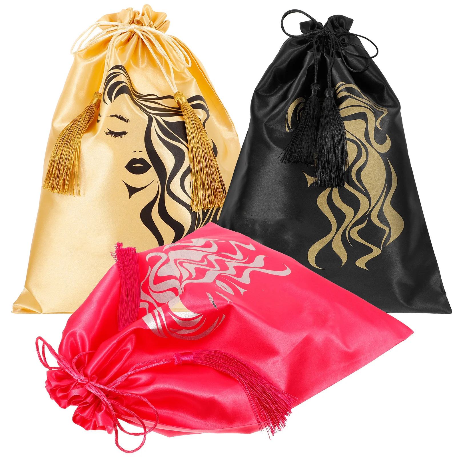 

3Pcs Satin Bags for Travel and Everyday Use Drawstring Design Multiple Color Options Satin Bag Drawstring Bags