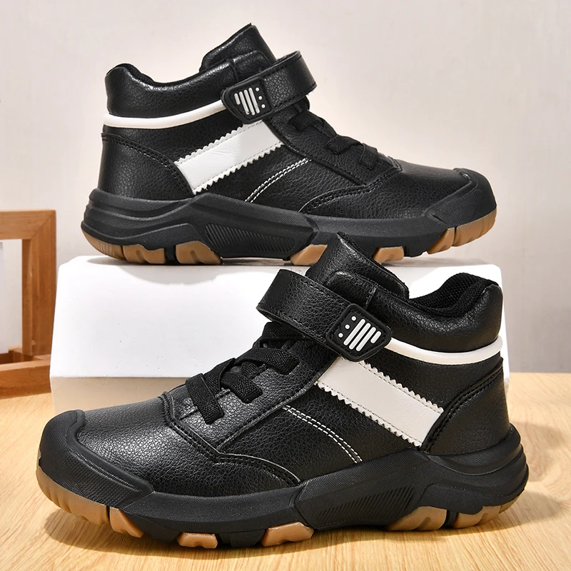 

Осенняя спортивная обувь для мальчиков, классическая черно-белая дизайнерская обувь на липучке, удобная детская повседневная обувь, роскошные детские кроссовки из искусственной кожи