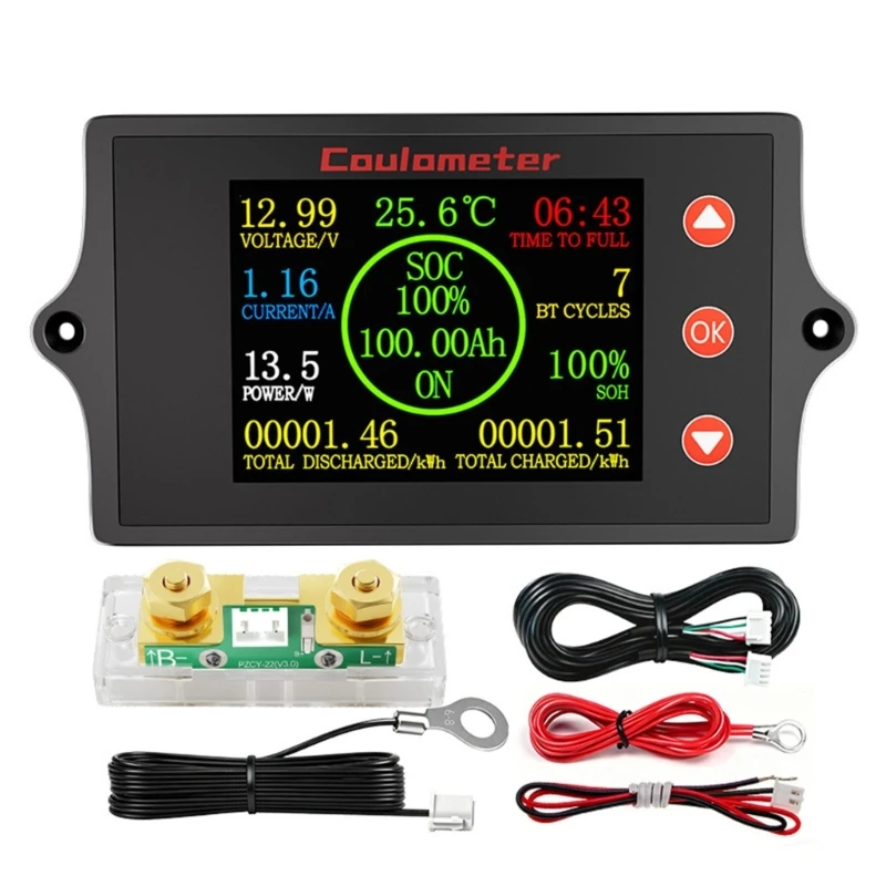 DC8-100V Battery Voltmeter Capacity Indicators Power Meter Lithiums Leads-Acid 