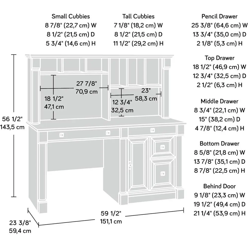 مكتب مكتب منزلي من خشب البلوط العتيق مع خزانة ملفات وأدراج وإدارة كابلات