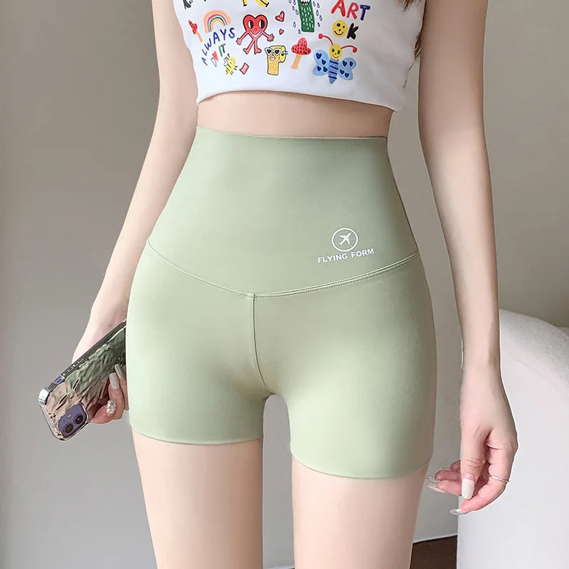 Women High Waist Tummy Control Knee Length Shark Leggings Summer Ice Silk Seamless No Roll Up Slim Fit Yoga Workout Athletic Bik