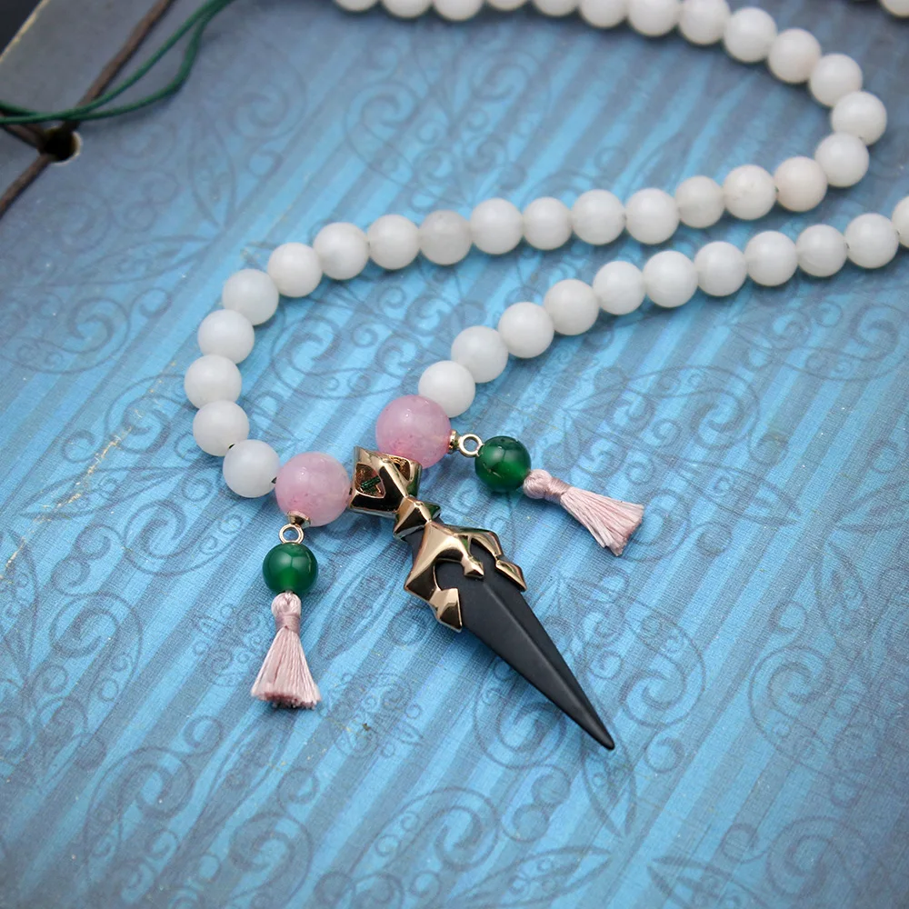 Game Genshin Impact Xiao Cosplay Necklace Wig Brooch Demon pestle Vigilant Yaksha Pendant Beads Chain Choker Jewelry Props