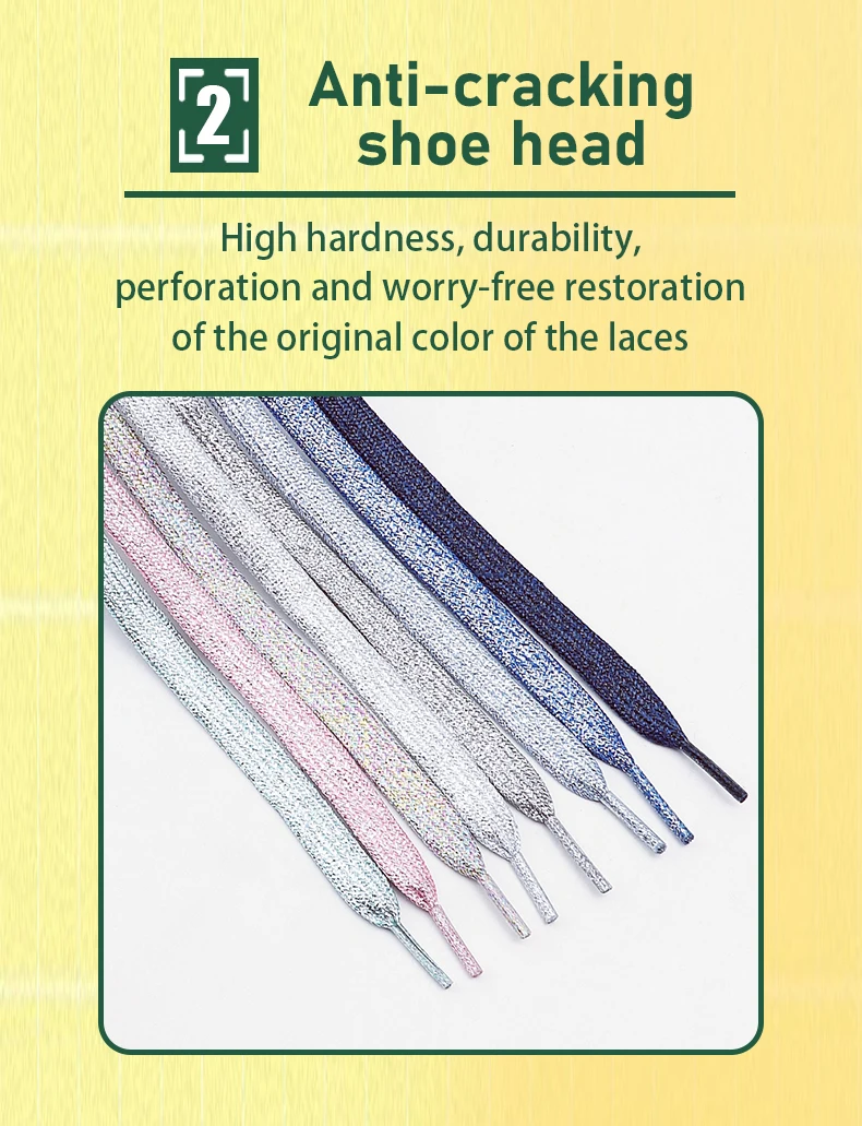 1 Paar neue glitzernde Schnürsenkel, bunt, goldfarben, silberfarben, glänzend, flache Schnürsenkel für sportliche Turnschuhe, Schuhe, Stiefel, 1 cm breite Schnürsenkel – Detail 3