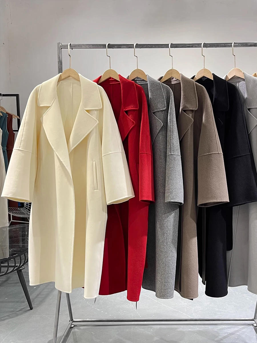 

White Sicily Winter Coat 2025 New Sle Small Size Medium Length Double-Sided Camere Woolen Outerwear High-End Feeling