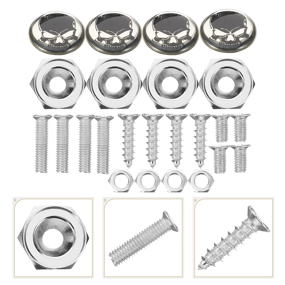 

8pcs Universal Skull License Plate Screws Anti-Theft Decorative Fasteners Durable Stainless Steel Easy Install No Tools Spooky