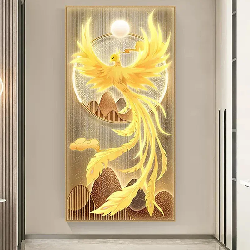 Golden Phoenix 5D Diamond Painting Full Diamond Embroidery Large Office Living Room Home Decoration Diamond Cross Stitch Kits