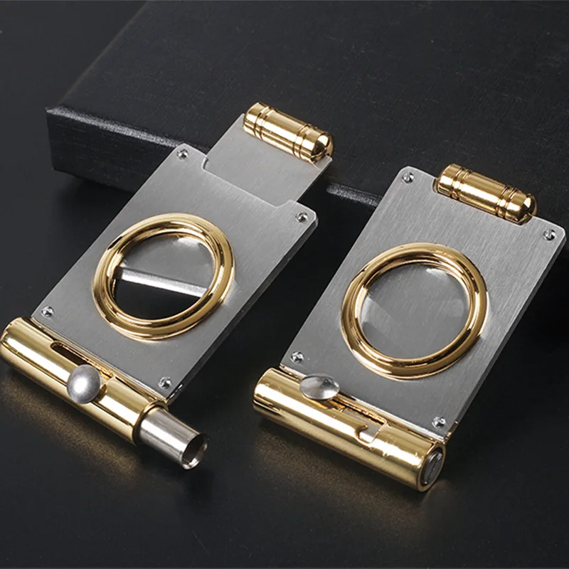 Luxury Cigars Cutter Punch Pocket Metal Cigar Cutter Sharp Blade Stainless Steel Cigar Guillotine Portable Cigar Punch