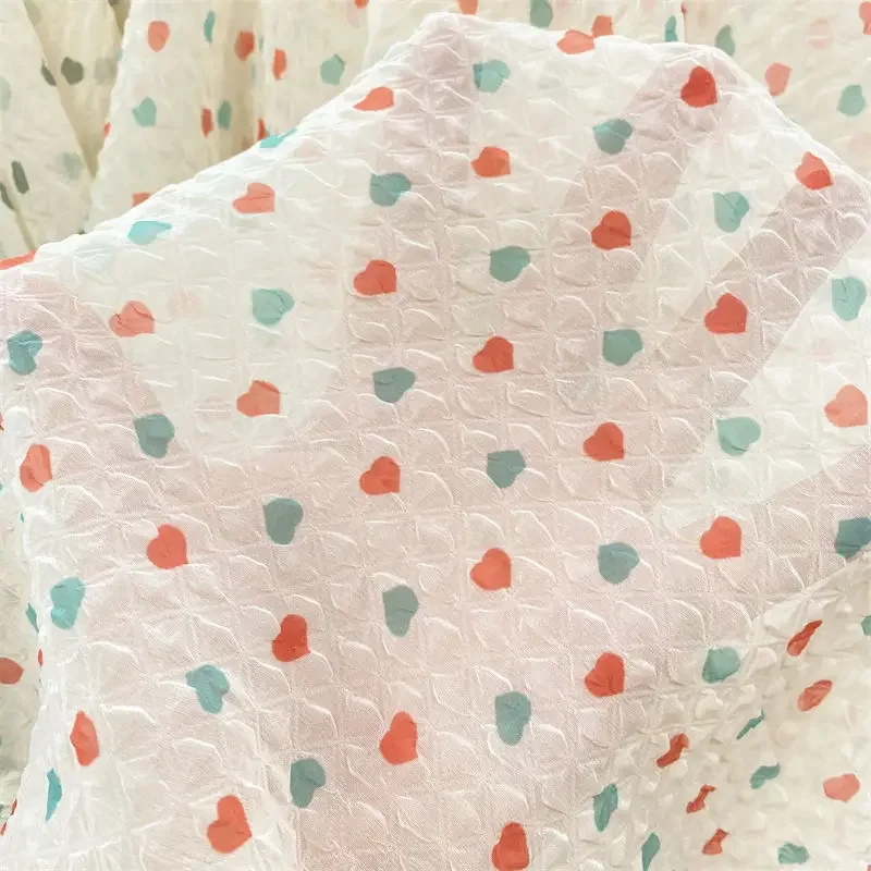 

Морщинистая пузырчатая ткань с персиковым сердечком для детской одежды ручной работы, повязка для волос, детское платье, топ, мягкий текстурированный материал «сделай сам»