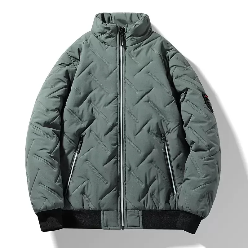 

Autumn and Winter New Fashion Trend Solid Color Thickened Warm Cotton-Padded Jacket Men's Loose Sports Windproof Large Size Coat