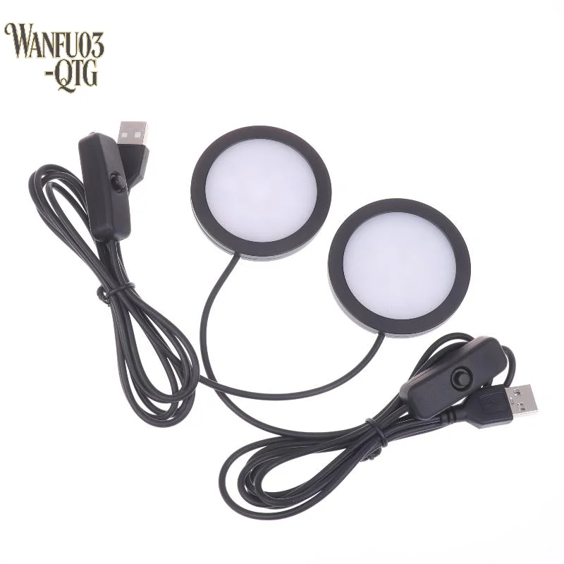 1Pcs For Bamboo Led Light Parts DIY Model Warm/White/Neutral Black USB Round Ultra-thin Light For Bambu Lab Lamp Kit Hardware