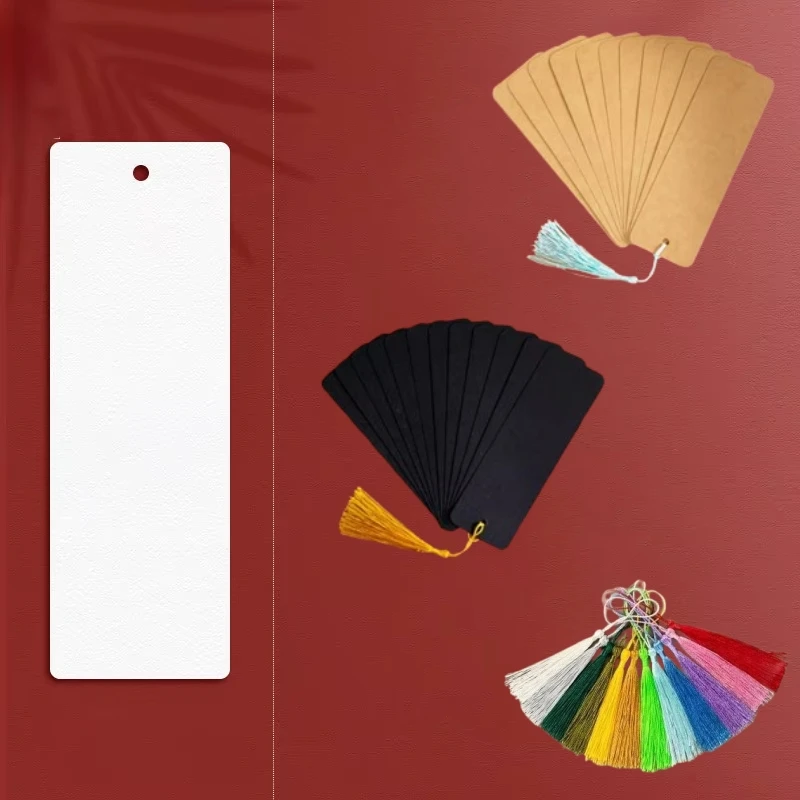 25/50 시트 그림을위한 빈 북마크 Diy 수제 수제 학생 크리 에이 티브 만들기 Tassels 크래프트 종이 카드 교수형 라벨