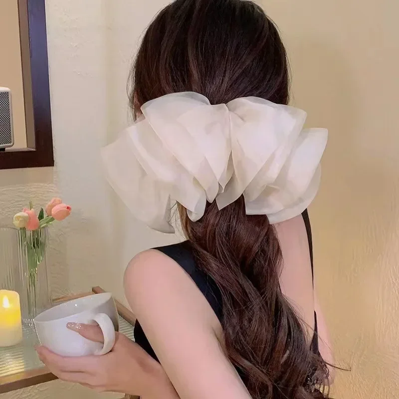 1pcs Sweet Mesh Thin Big Bow Hair Clip Korean Fashion Women Girls Hair Accessories 헤어핀  شبصات شعر بنات