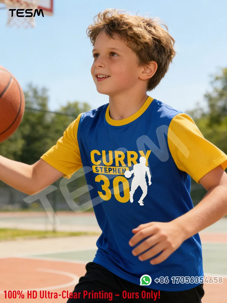 Camiseta de Baloncesto Curry con Estampado 3D para Hombre, Secado Rápido, Sublimación por Transferencia de Calor, Manga Corta, para Adultos y Niños, Camiseta Deportiva de Entrenamiento, Jersey para Fanáticos