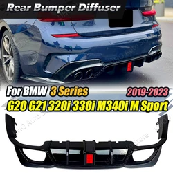 Rear Diffuser Lip For BMW G20 G21 M-Tech 320i 325i 330i M340i M Sport 2019-2023 With Light Rear Bumper Lip Splitters CMST Style