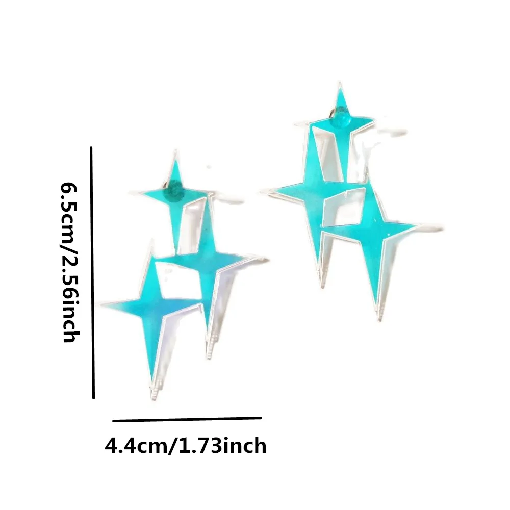 KUGUYS Rainbow Star Iridescence Stud Earrings for Women Iridescent Mirror Acrylic Trendy Jewelry Novel Accessories