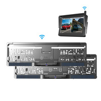 Stretchable Vehicle DIY 5 Inch EU Austria License Plate 2.4G Wireless Solar Power Car Rear View Wireless Reverse Backup Camera