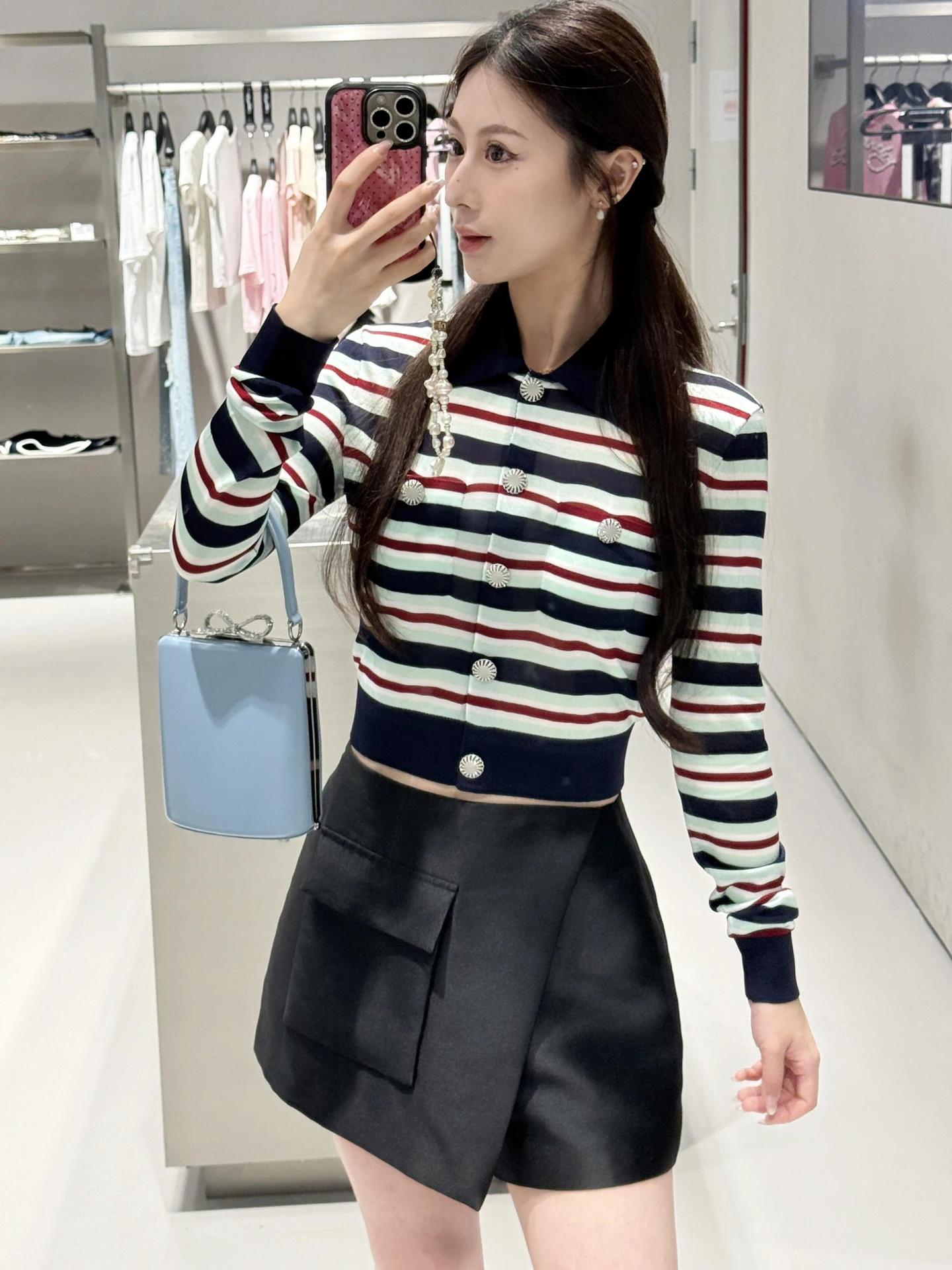 

Женский вязаный кардиган премиум-класса irt в полоску с воротником, универсальный дизайн, осенняя коллекция, мягкий, средний, тонкий, L...