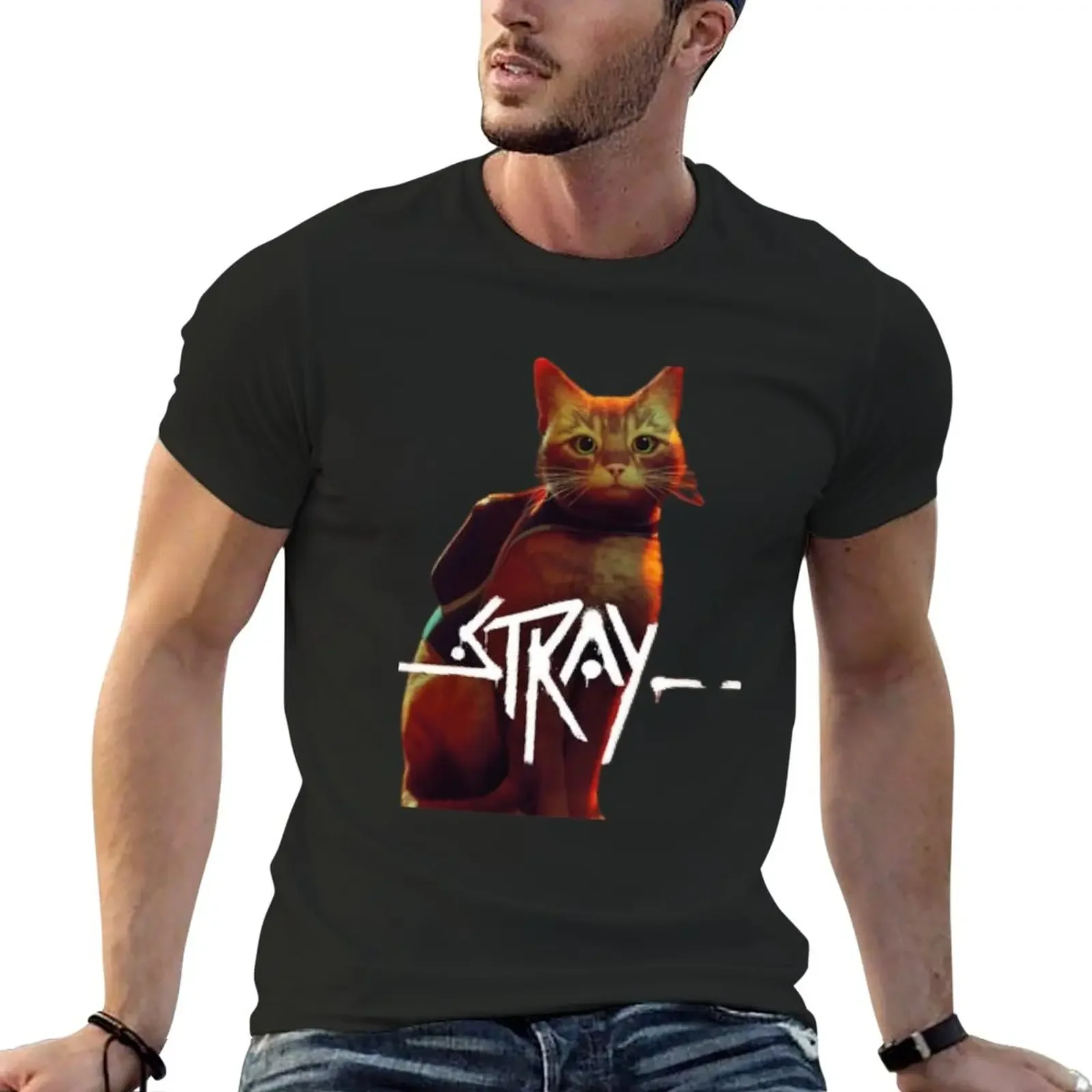 stray cat game T-Shirt new edition t shirt man clothes black t shirts for men