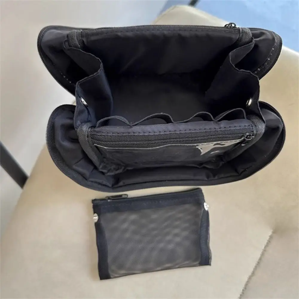 الوردي Bowknot النايلون العمودي حقيبة مستحضرات تجميل مقلمة مقسمة القوس حقيبة مستحضرات التجميل متعددة الوظائف مقاوم للماء العناية بالبشرة حقيبة التخزين