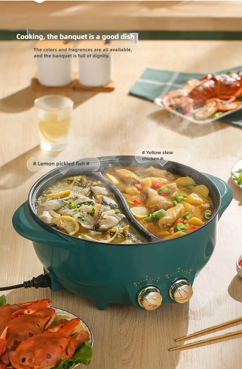 6L سعة كبيرة 220 فولت 2-نكهة إناء/ قدر كهربائي غير عصا ماكينة طهي الطعام الأجهزة المنزلية طباخ متعدد للحزب الأسرة