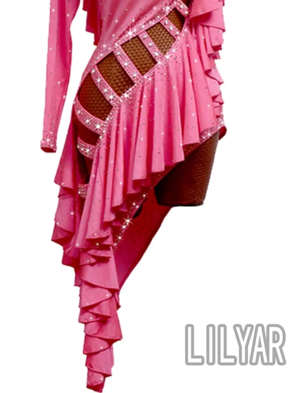 Robe de concours de danse latine, ceinture Cha, robe de spectacle pour enfants et adultes, rose, Style pompon creux pour femmes, nouvelle collection