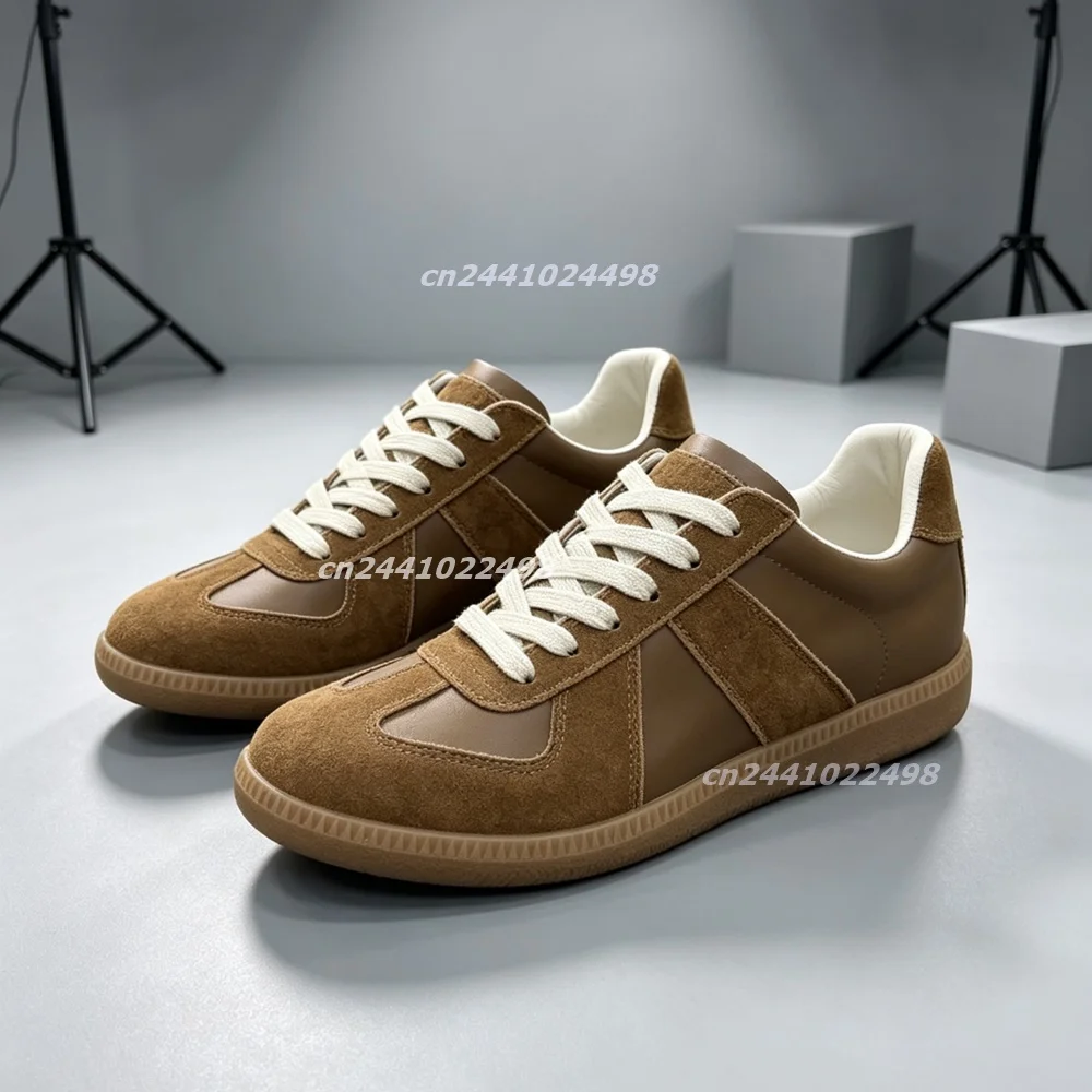 Men Retro Patchwork Low Top Flat Sneakers, Suede Lace Up Closed Toe Casual Shoes Burgundy Multi Color Vintage Street Footwear