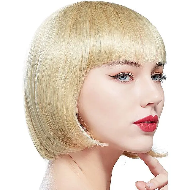 

Synthetic Short Bob Wig with Full Bangs for Students Cosplay Colorful Party Anime Costume Halloween Wig Set