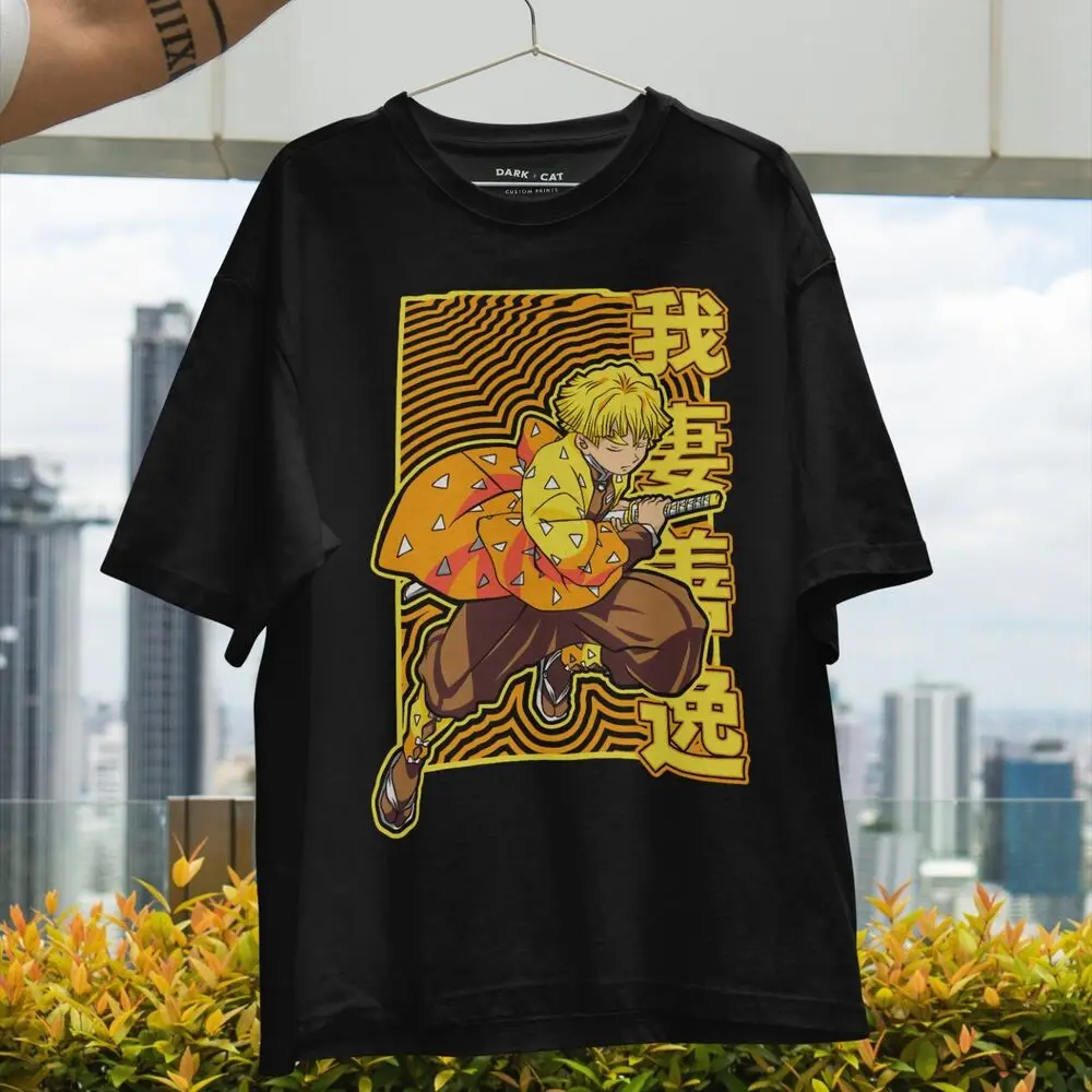 T-Shirt VibrantYellow Graphic Tee Unique Art T-Shirt Japanese Animation