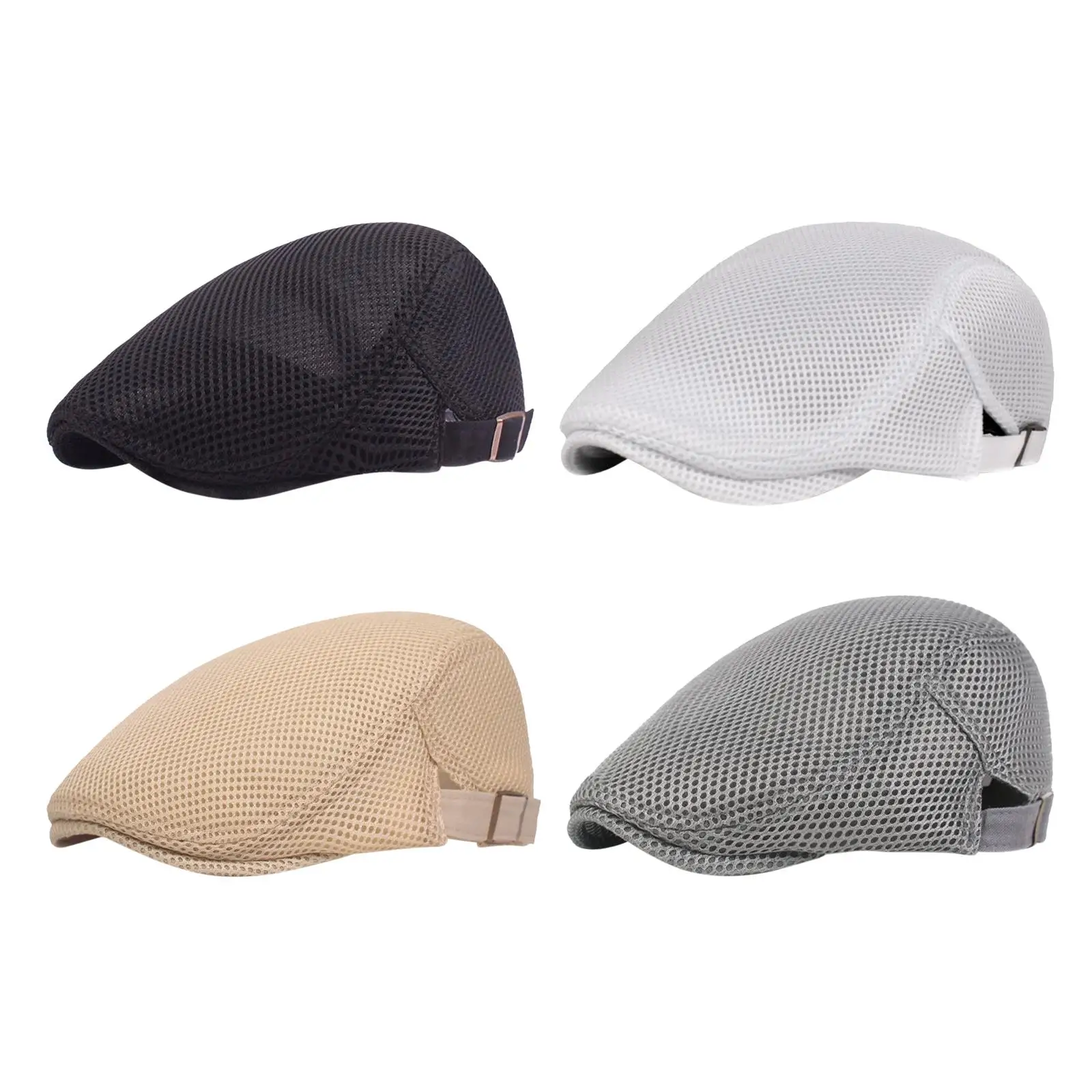 Men's Mesh Flat Cap Cabbie Hat for Fishing Outdoor Middle Aged and Elderly